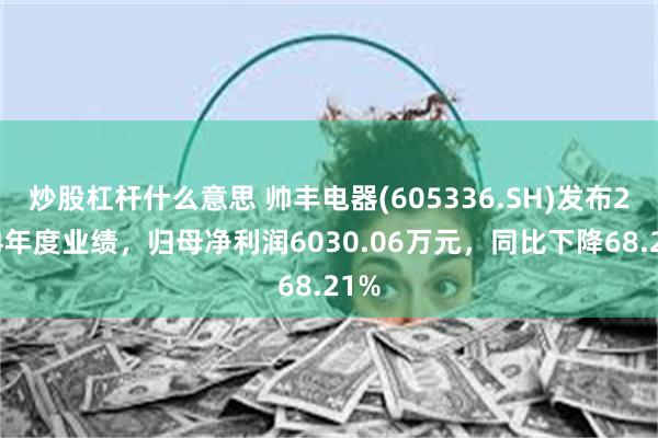炒股杠杆什么意思 帅丰电器(605336.SH)发布2024年度业绩，归母净利润6030.06万元，同比下降68.21%