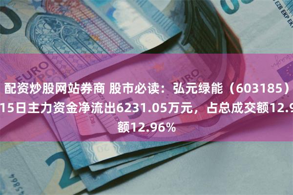 配资炒股网站券商 股市必读：弘元绿能（603185）7月15日主力资金净流出6231.05万元，占总成交额12.96%